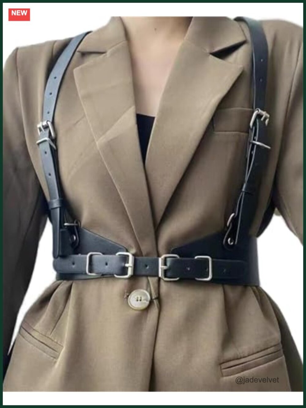 Punk Waist Belt Adjustable Suspenders Straps PU Leather Harness Belt